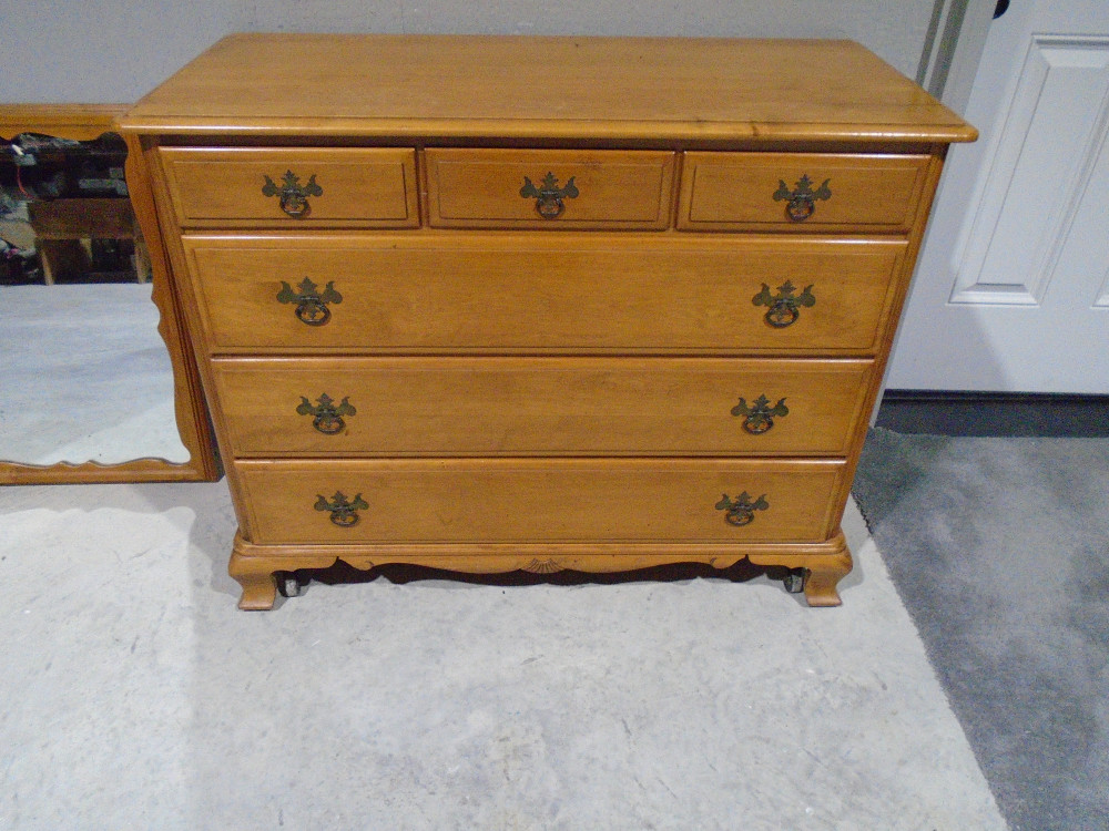 Hard Rock Maple Dresser and Mirror Swico Auctions