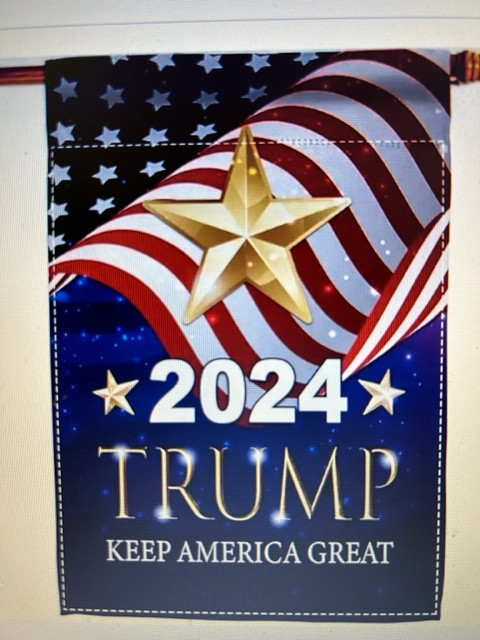 Lotto Ingrosso 24 Bandiere Trump 2024 - Pollice In Su Blu 8x12 Con Bastone Di Legno - Nuove Con Etichette