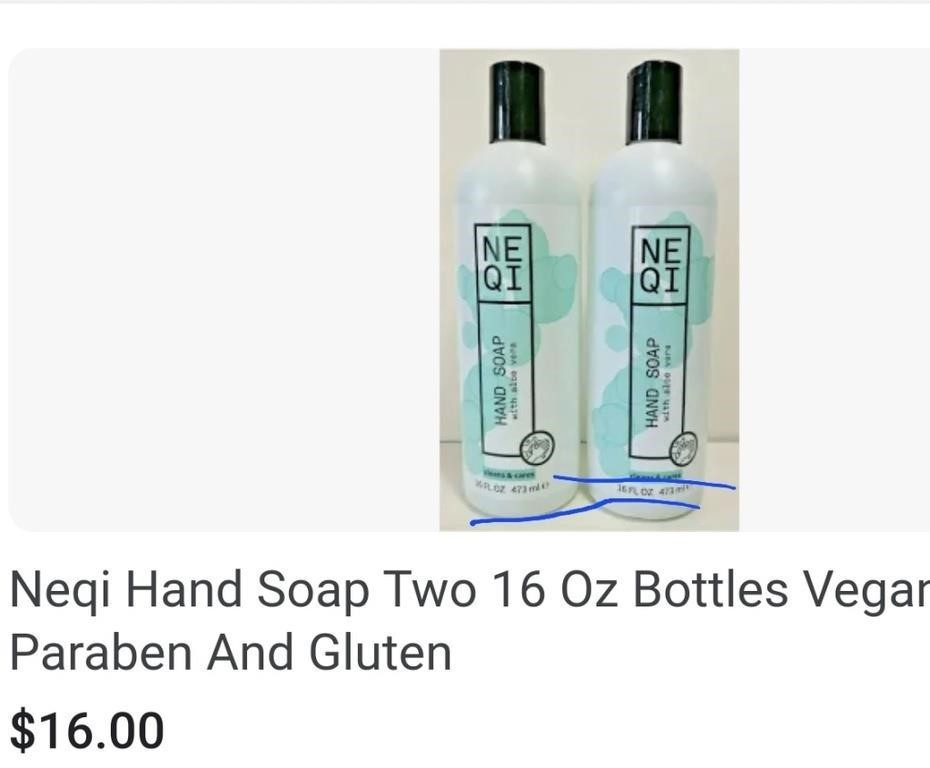 (2) 16 Oz NEQI Hand Soap w/Aloe Vera Swico Auctions