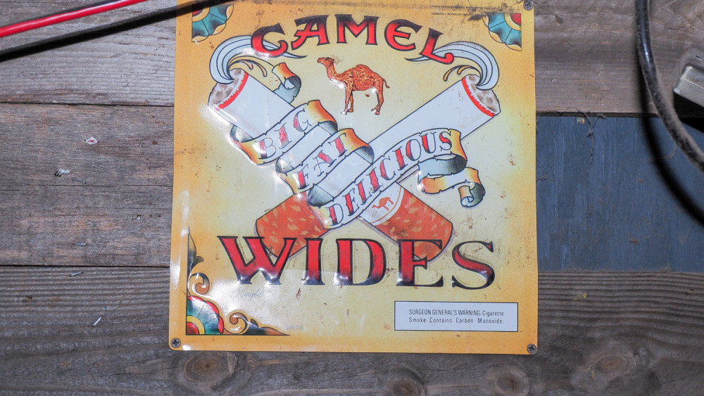 Camel Wides cigarettes metal sign