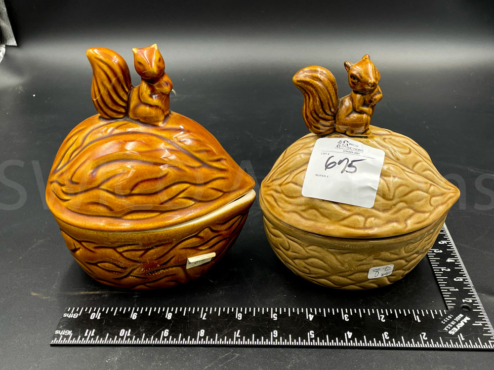 2 Squirrel candy jars Swico Auctions